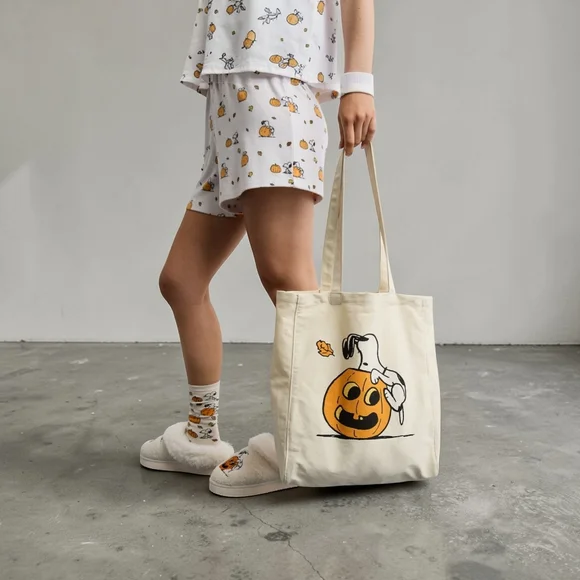 New American Eagle Snoopy Halloween Canvas Tote Bag |  💯 Cotton - Picture 2 of 7